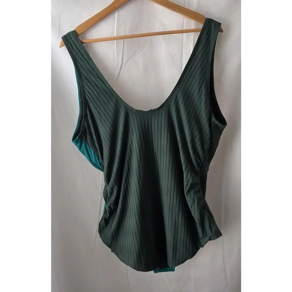 Sundance Emi Wrap Swimsuit Two-Tone Green Teal XXL NWOT